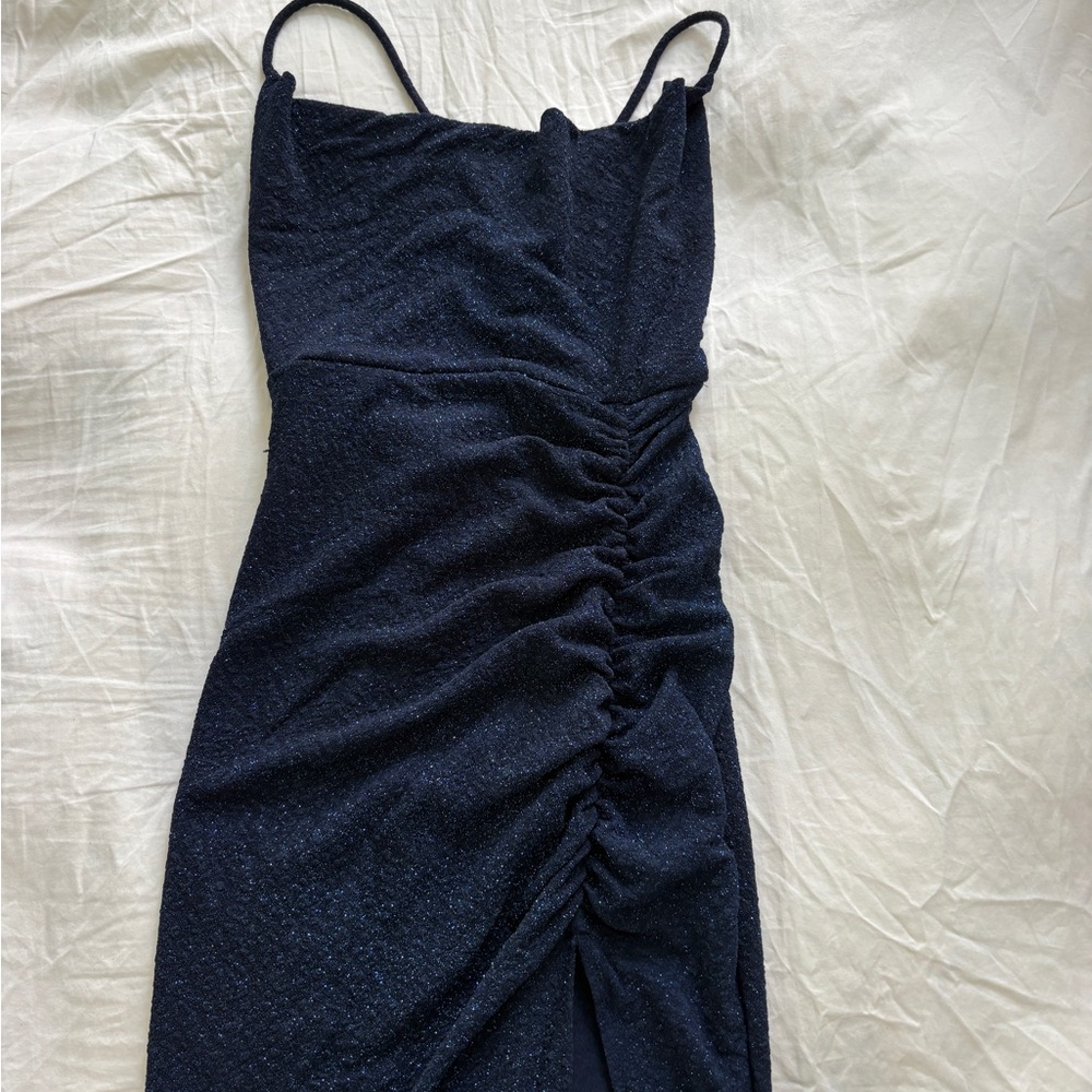 Windsor Midnight Blue Ruched Mini Dress